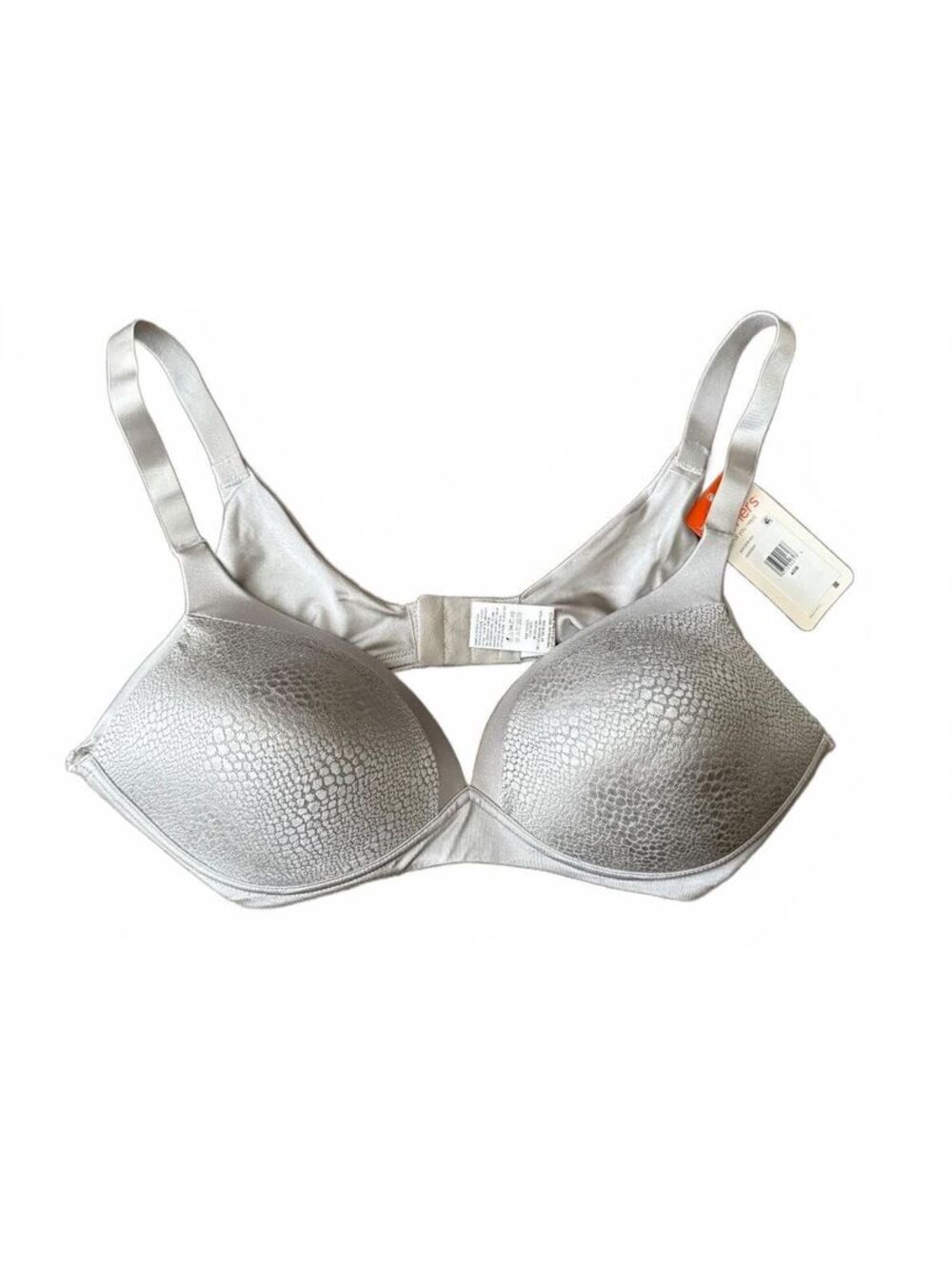 Warners NEW Wireless Lift Bra Size 40B Gray Underwear Intimates Flat Lace Smooth